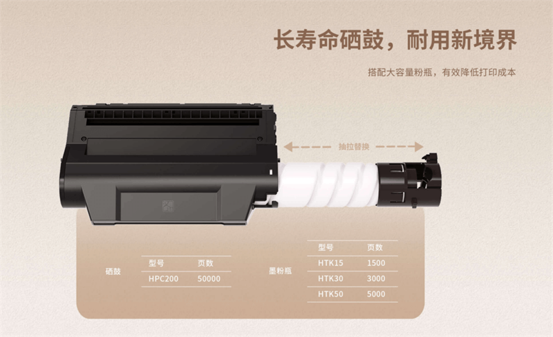 漢印激光打印機(jī)有更長(zhǎng)壽命的硒鼓